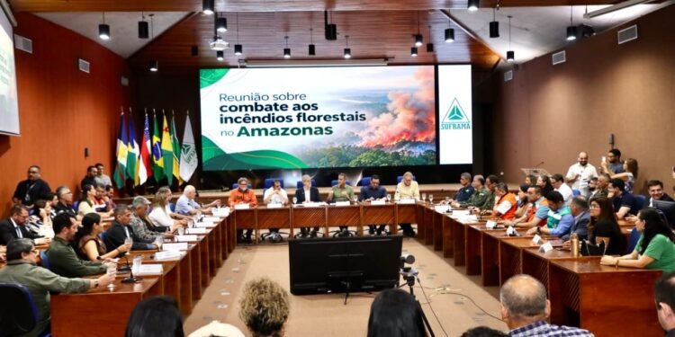 Prefeitura de Manaus participa de reunião com o governo federal para alinhar ação conjunta de combate às queimadas vindas de outros municípios e fumaça que compromete a qualidade do ar na capital